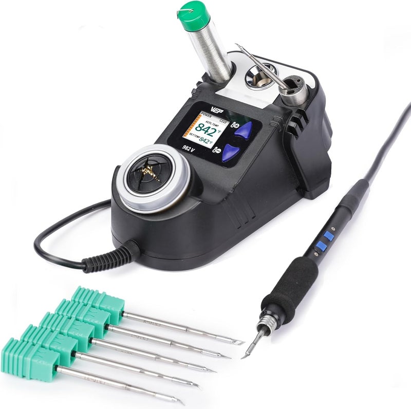 WeP 982-V Micro Soldering kit with 5 C210 Soldering Iron Tips, Temperature Control, Sleep Mode, Auto Shutdown and LCD Display - Image 1